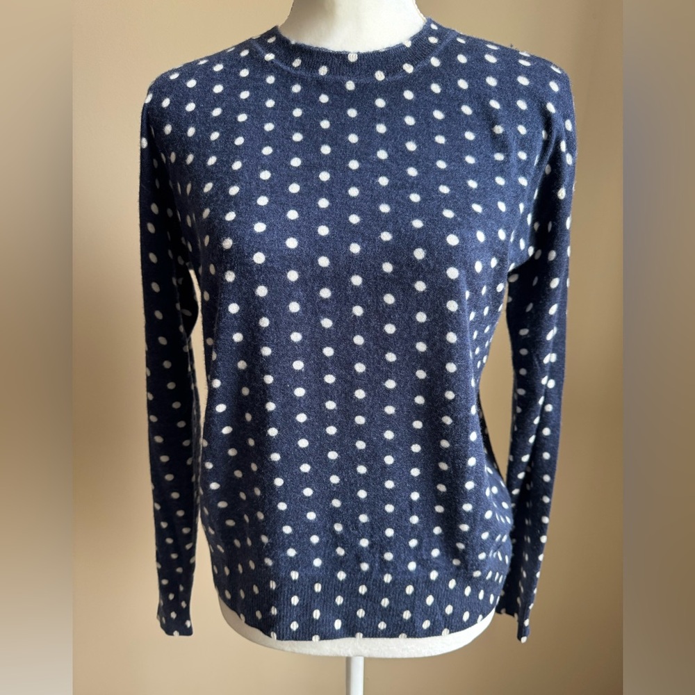 Forte Forte 100% Cashmere Navy with White Polka Dots Sweater